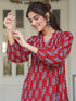 Maroon Cotton Floral Print Flared Kurta